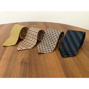 Brooks Brothers Maker Neckties 100% Silk Geometrical Striped Bundle Set of 4